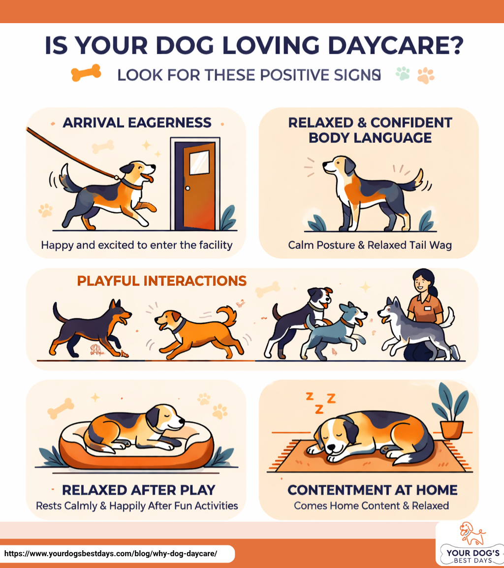 A cheerful dog enjoying playtime at daycare, surrounded by friends, highlighting a fun and engaging atmosphere.